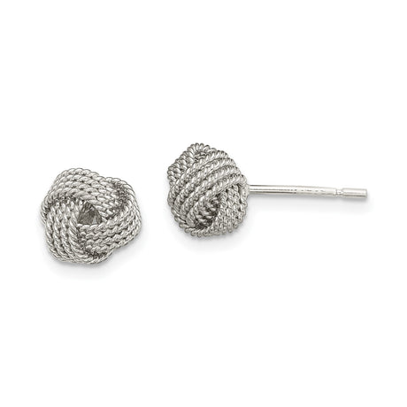 Sterling Silver Love Knot Stud Earrings with Twisted Rope Design for Women