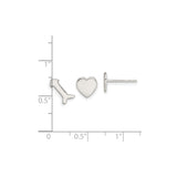 Sterling Silver Stud Earrings with Dog Bone and Heart Design, Minimalist Pet Lover Jewelry