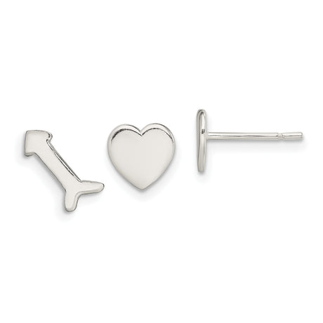 Sterling Silver Stud Earrings Set with Dog Bone and Heart Design, Minimalist Animal Jewelry for Women, Symbolic Pet Companion Studs, Casual Everyday Silver Earrings for Dog Lovers and Owners
