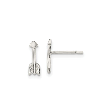 Sterling Silver Arrow Stud Earrings, Minimalist Polished Design, Lightweight Modern Style