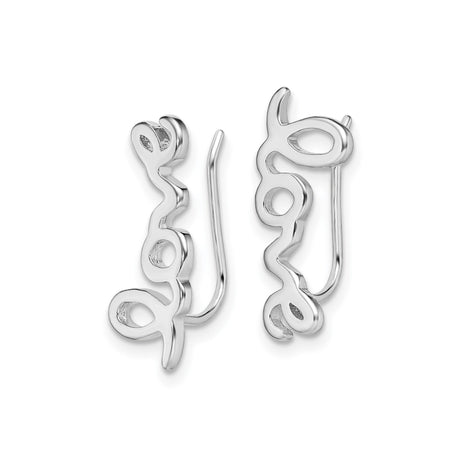 Sterling Silver Dangle Earrings with Love Script Design for Women