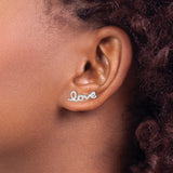 Sterling Silver Dangle Earrings with Love Script Design for Women