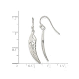 Sterling Silver Feather Drop Earrings with Polished Leaf Design for Women