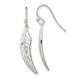 Sterling Silver Feather Drop Earrings with Polished Leaf Design for Women
