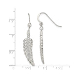 Sterling Silver Feather Dangle Earrings with Cubic Zirconia, Boho Spiritual Design for Women
