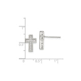 Sterling Silver Cross Stud Earrings with Cubic Zirconia, Modern Spiritual Design