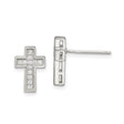 Sterling Silver Cross Stud Earrings with Cubic Zirconia, Modern Spiritual Design