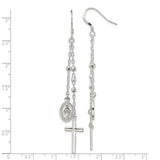Sterling Silver Latin Cross Pendant with Beaded Design and Miraculous Medal Charm