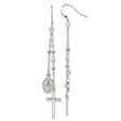Sterling Silver Latin Cross Pendant with Beaded Design and Miraculous Medal Charm