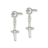 Sterling Silver Cross Pendant with Cubic Zirconia, Modern Curved Faith Design