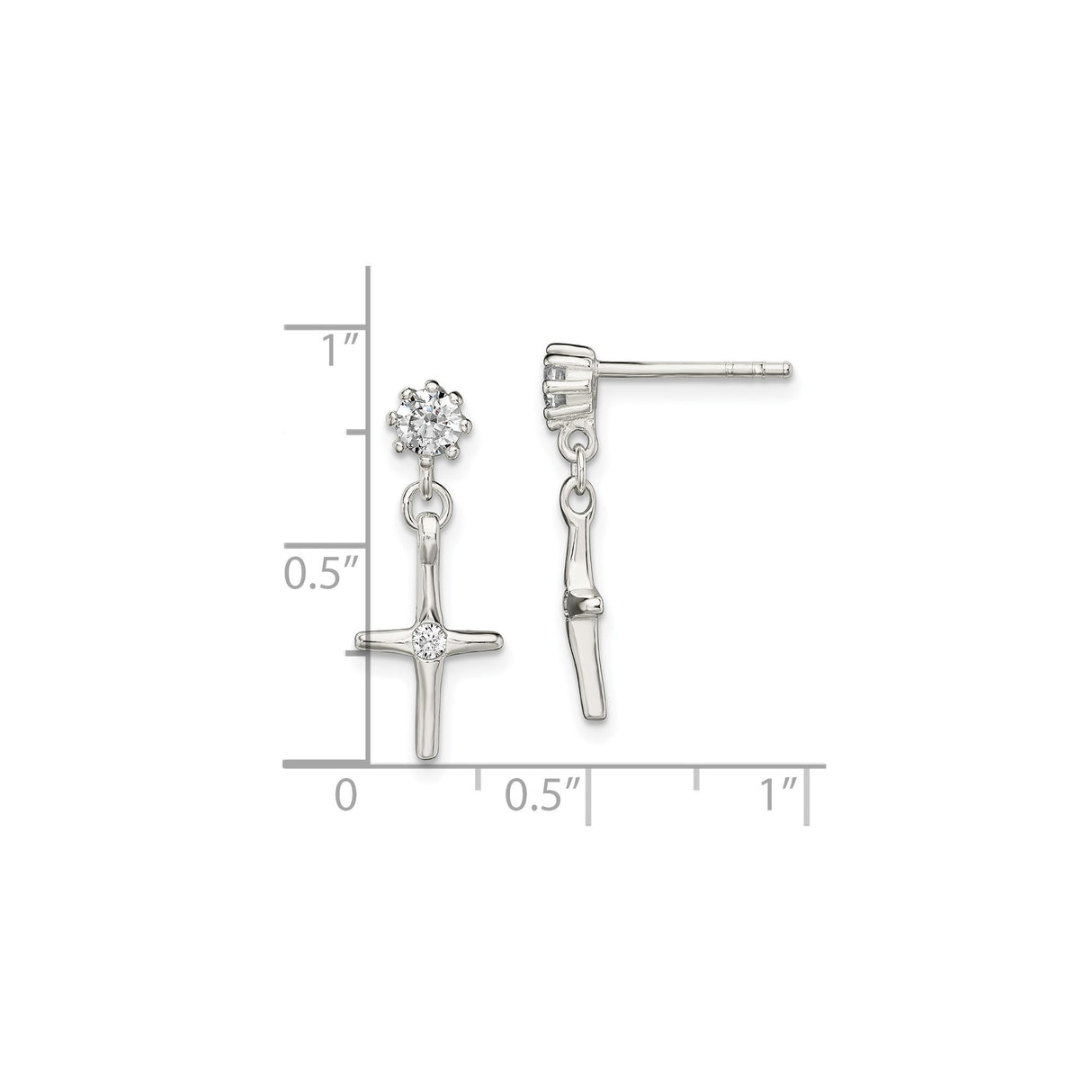 Sterling Silver Cross Pendant with Cubic Zirconia, Modern Curved Faith Design