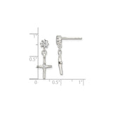 Sterling Silver Cross Pendant with Cubic Zirconia, Modern Curved Faith Design