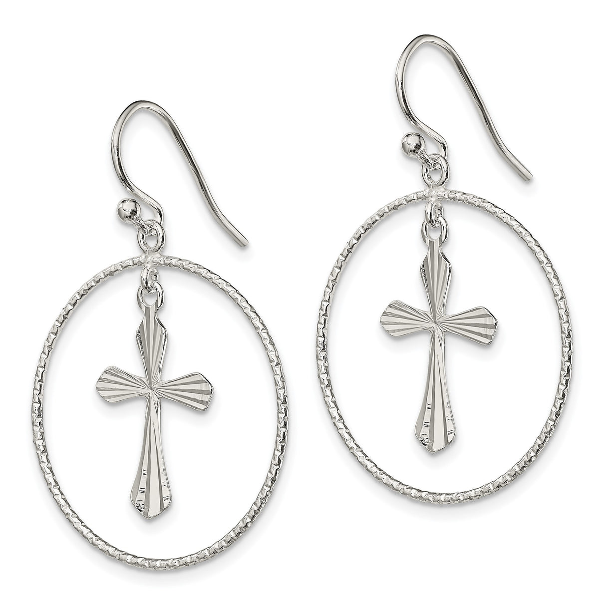 Sterling Silver Cross Pendant with Circle Frame, Polished Two-Tone Religious Jewelry for Men and Women