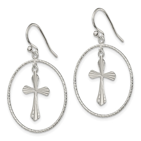 Sterling Silver Cross Pendant with Circle Frame, Polished Two-Tone Religious Jewelry for Men and Women