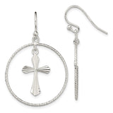 Sterling Silver Cross Pendant with Circle Frame, Polished Two-Tone Religious Jewelry for Men and Women