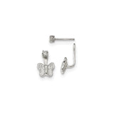 Sterling Silver Butterfly Stud Earrings with Cubic Zirconia, Dainty Nature-Inspired Design