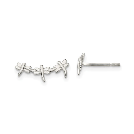 Sterling Silver Ear Climbers with Multi Dragonfly Design, Nature-Inspired Insect Motif Earrings for Women