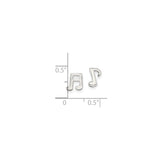 Sterling Silver Music Note Stud Earrings with Eighth and Sixteenth Note Design