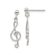 Sterling Silver Treble Clef Dangle Earrings with Openwork Musical Note Design