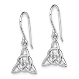 Sterling Silver Celtic Trinity Knot Dangle Earrings with Openwork Triquetra Design for Women