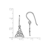 Sterling Silver Celtic Trinity Knot Dangle Earrings with Openwork Triquetra Design for Women