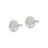 Sterling Silver Tree Of Life Stud Earrings Round Cutout