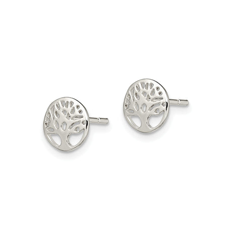 Sterling Silver Tree Of Life Stud Earrings Round Cutout