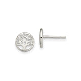 Sterling Silver Tree of Life Stud Earrings for Women with Round Cutout Design, Lightweight Nature Jewelry Symbolizing Balance and Growth, Boho Spiritual Silver Studs for Everyday or Yoga Wear