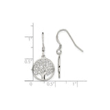 Sterling Silver Dangle Earrings with Cubic Zirconia, Tree of Life Design for Women