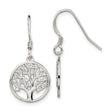 Sterling Silver Dangle Earrings with Cubic Zirconia, Tree of Life Design for Women