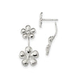 Sterling Silver Double Flower Stud Earrings, Polished Finish, Delicate Floral Design