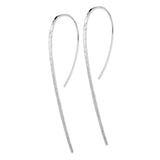 Sterling Silver Threader Earrings, Minimalist Hammered Bar Drop Design for Women