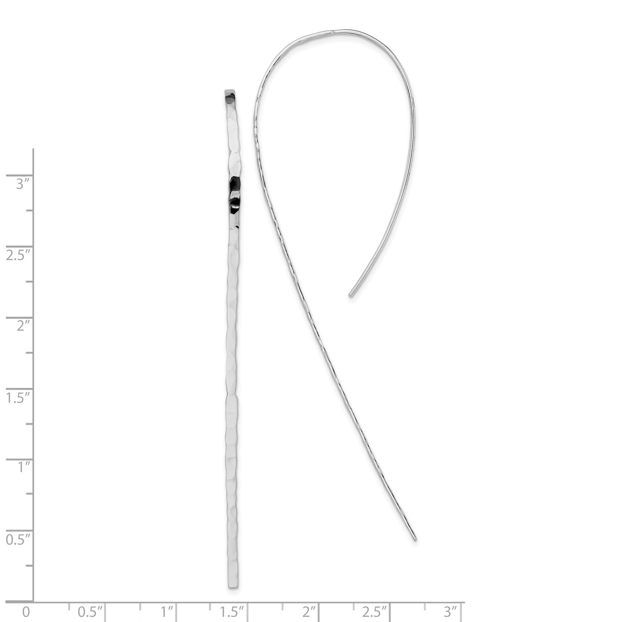 Sterling Silver Threader Earrings, Minimalist Hammered Bar Drop Design for Women