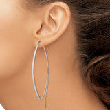 Sterling Silver Threader Earrings, Elongated Marquise Drop, Polished Minimalist Design for Women