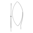 Sterling Silver Threader Earrings, Elongated Marquise Drop, Polished Minimalist Design for Women