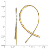 Sterling Silver Threader Earrings with Cubic Zirconia, Sleek Curved Minimalist Dangle Style