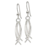 Sterling Silver Dangle Earrings with Curved Strands, Modern Abstract Drop Style for Women