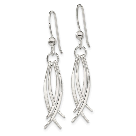 Sterling Silver Dangle Earrings with Curved Strands, Modern Abstract Drop Style for Women