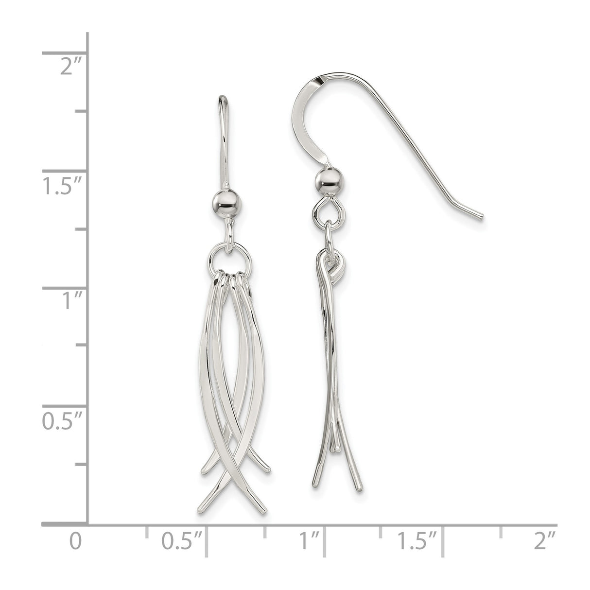 Sterling Silver Dangle Earrings with Curved Strands, Modern Abstract Drop Style for Women