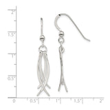 Sterling Silver Dangle Earrings with Curved Strands, Modern Abstract Drop Style for Women