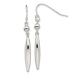 Sterling Silver Dangle Earrings with Elongated Bar Drops and Polished Accents, Minimalist Style