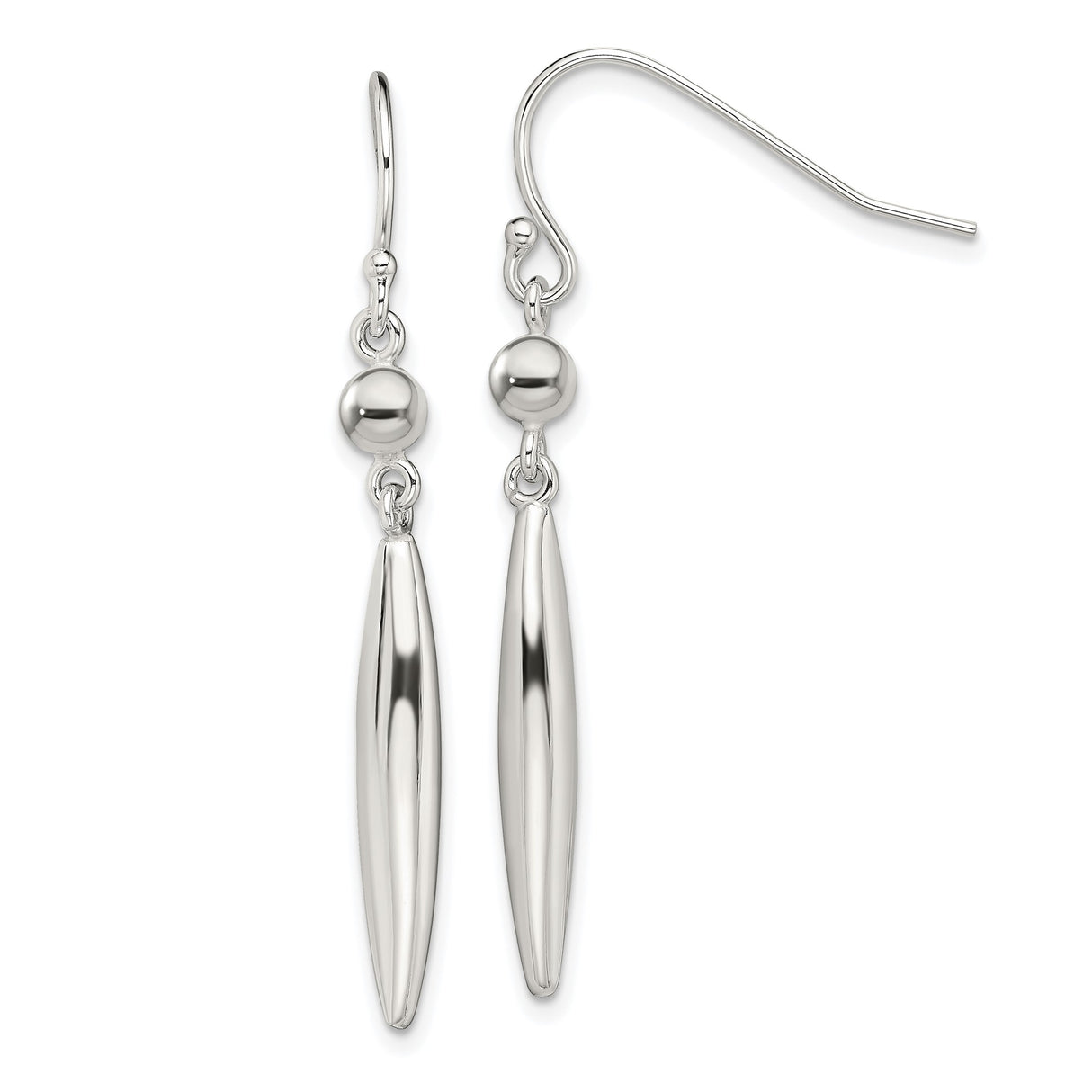 Sterling Silver Dangle Earrings with Elongated Bar Drops and Polished Accents, Minimalist Style