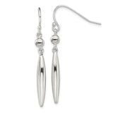 Sterling Silver Dangle Earrings with Elongated Bar Drops and Polished Accents, Minimalist Style