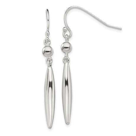 Sterling Silver Dangle Earrings with Elongated Bar Drops and Polished Accents, Minimalist Style
