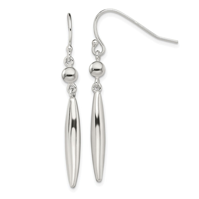 Sterling Silver Dangle Earrings with Elongated Bar Drops and Polished Accents, Minimalist Style
