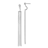 Sterling Silver Dangle Earrings with Cubic Zirconia, Minimalist Chain Threader Drop Design