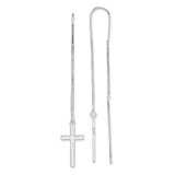 Sterling Silver Cross Pendant and Threader Earrings with Polished Latin Cross Design