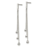 Sterling Silver Drop Earrings with Linear Strand Design and Polished Bead Accents