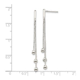 Sterling Silver Drop Earrings with Linear Strand Design and Polished Bead Accents