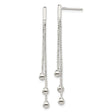 Sterling Silver Drop Earrings with Linear Strand Design and Polished Bead Accents
